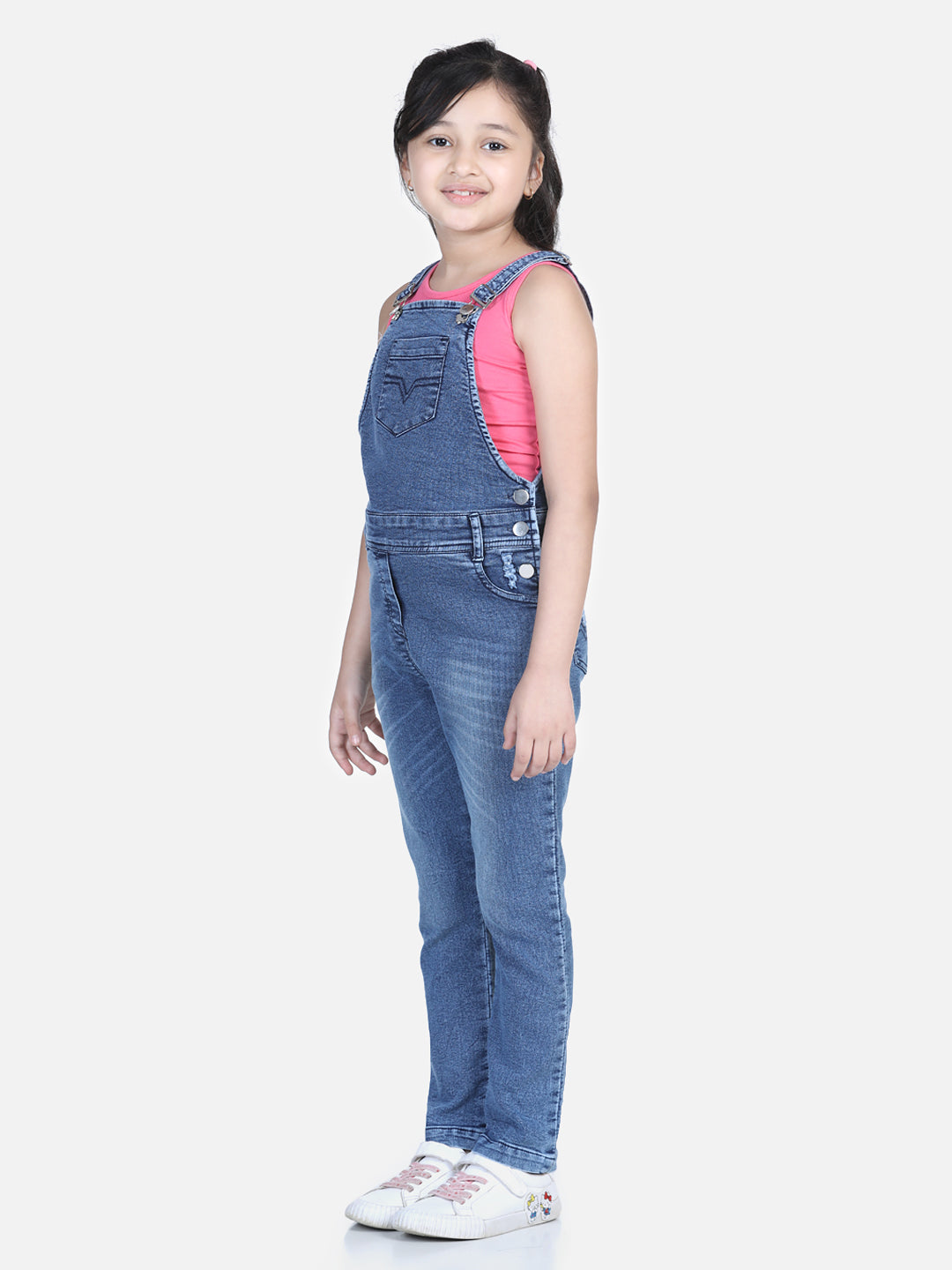 Girl's Distressed Denim Dungaree (T-Shirt Not Included) - StyleStone Kid