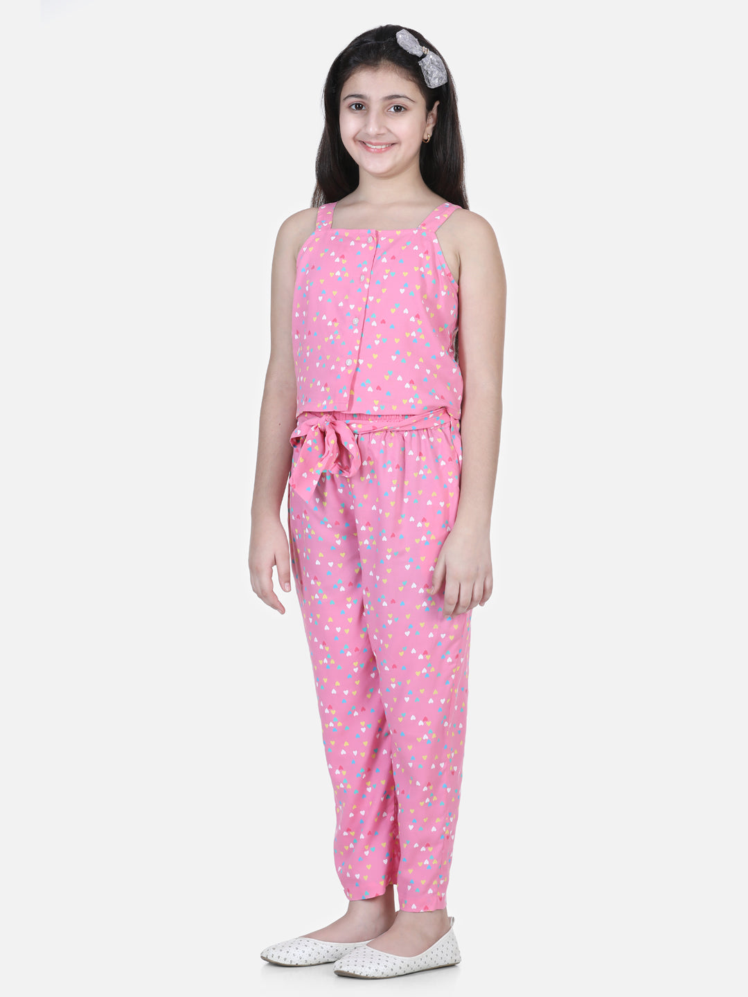 Girl's Pink Heart Print Set - StyleStone Kid