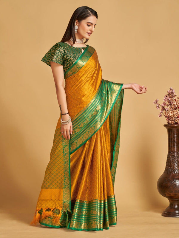 Women's Yellow Designer Saree Collection - Dwija Fashion