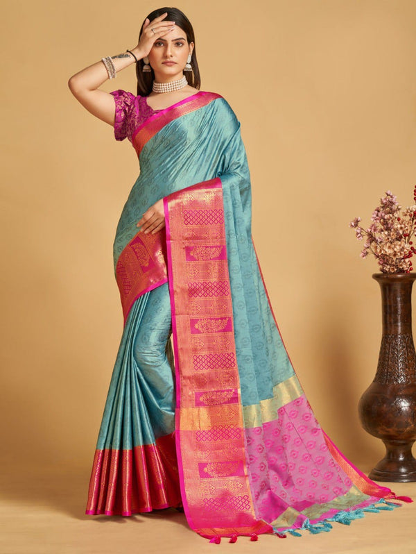 Women's Blue Designer Saree Collection - Dwija Fashion