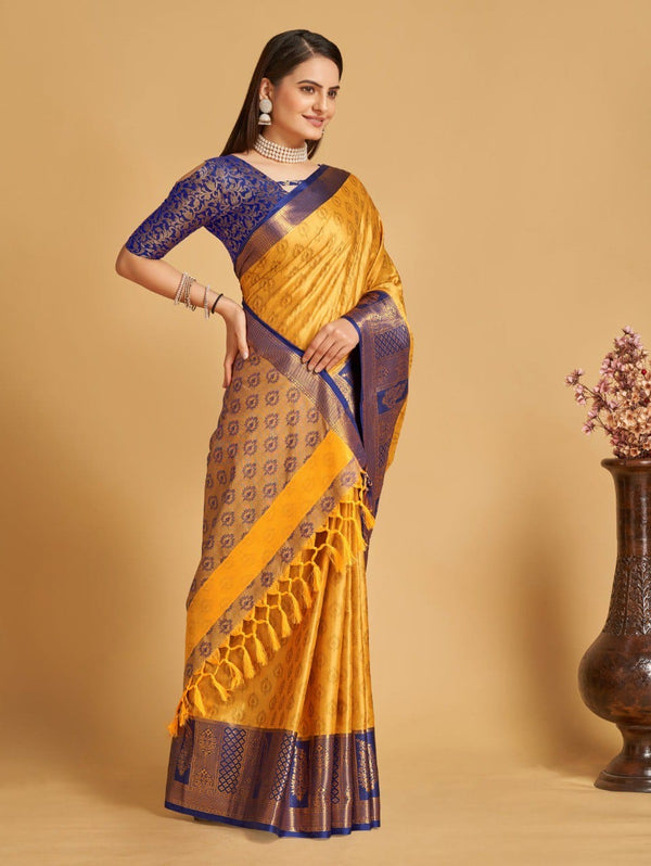 Women's Yellow Designer Saree Collection - Dwija Fashion