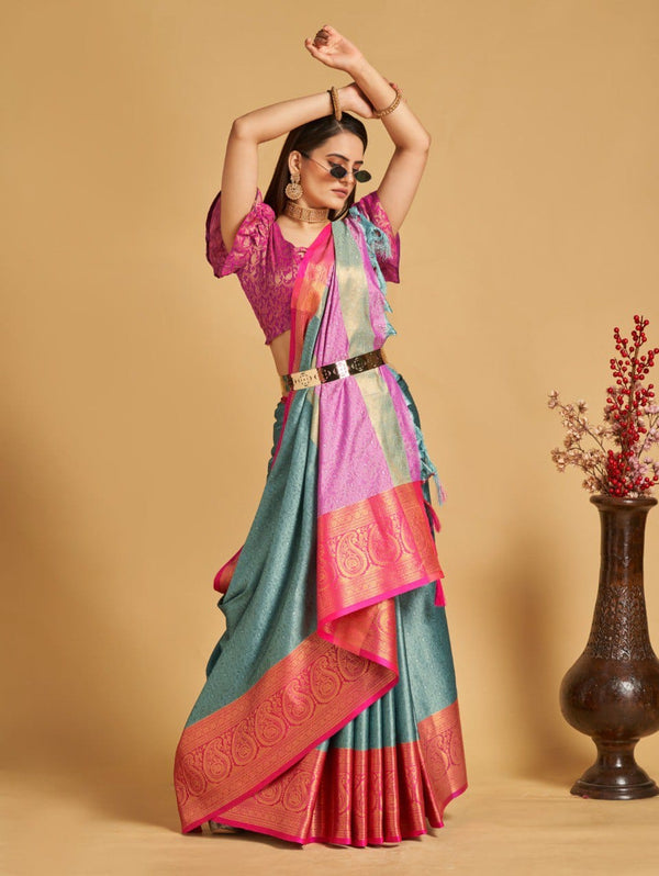 Women's Blue Designer Saree Collection - Dwija Fashion