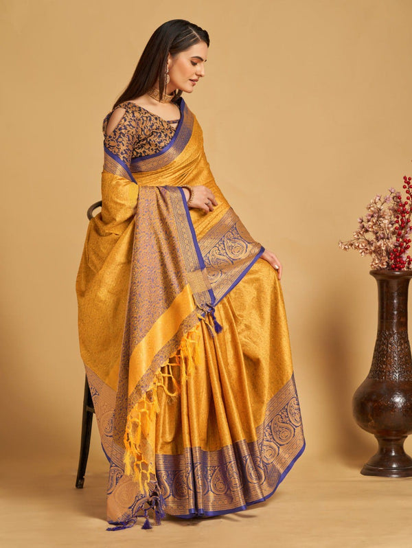 Women's Yellow Designer Saree Collection - Dwija Fashion