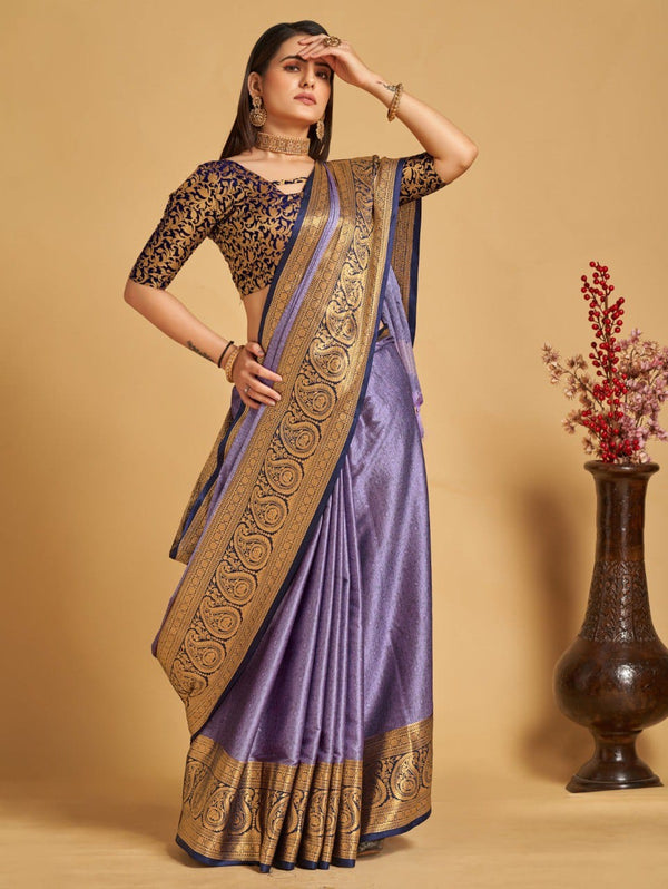 Women's Purple Designer Saree Collection - Dwija Fashion