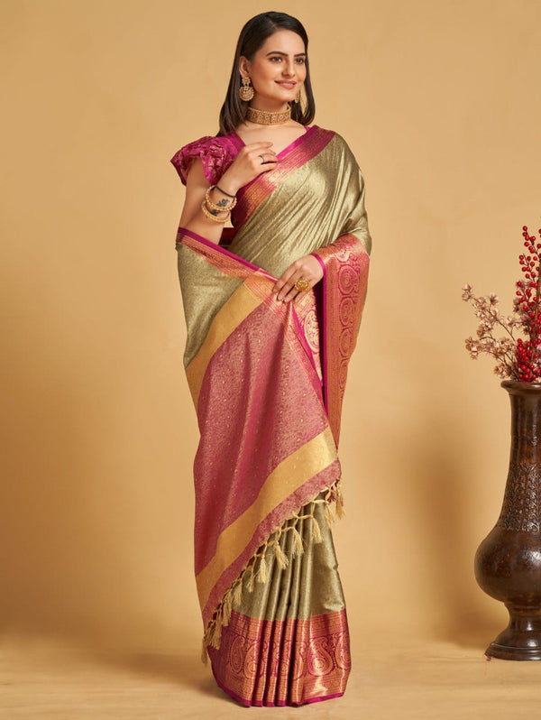 Women's Beige Designer Saree Collection - Dwija Fashion