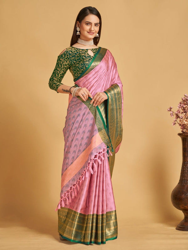 Women's Pink Designer Saree Collection - Dwija Fashion