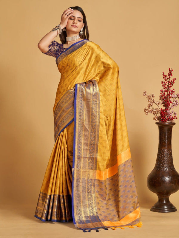 Women's Yellow Designer Saree Collection - Dwija Fashion