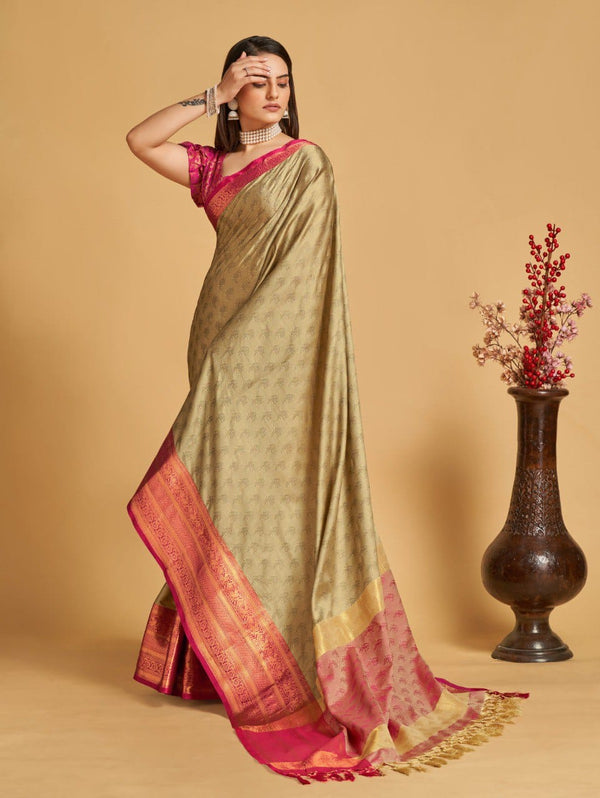 Women's Beige Designer Saree Collection - Dwija Fashion