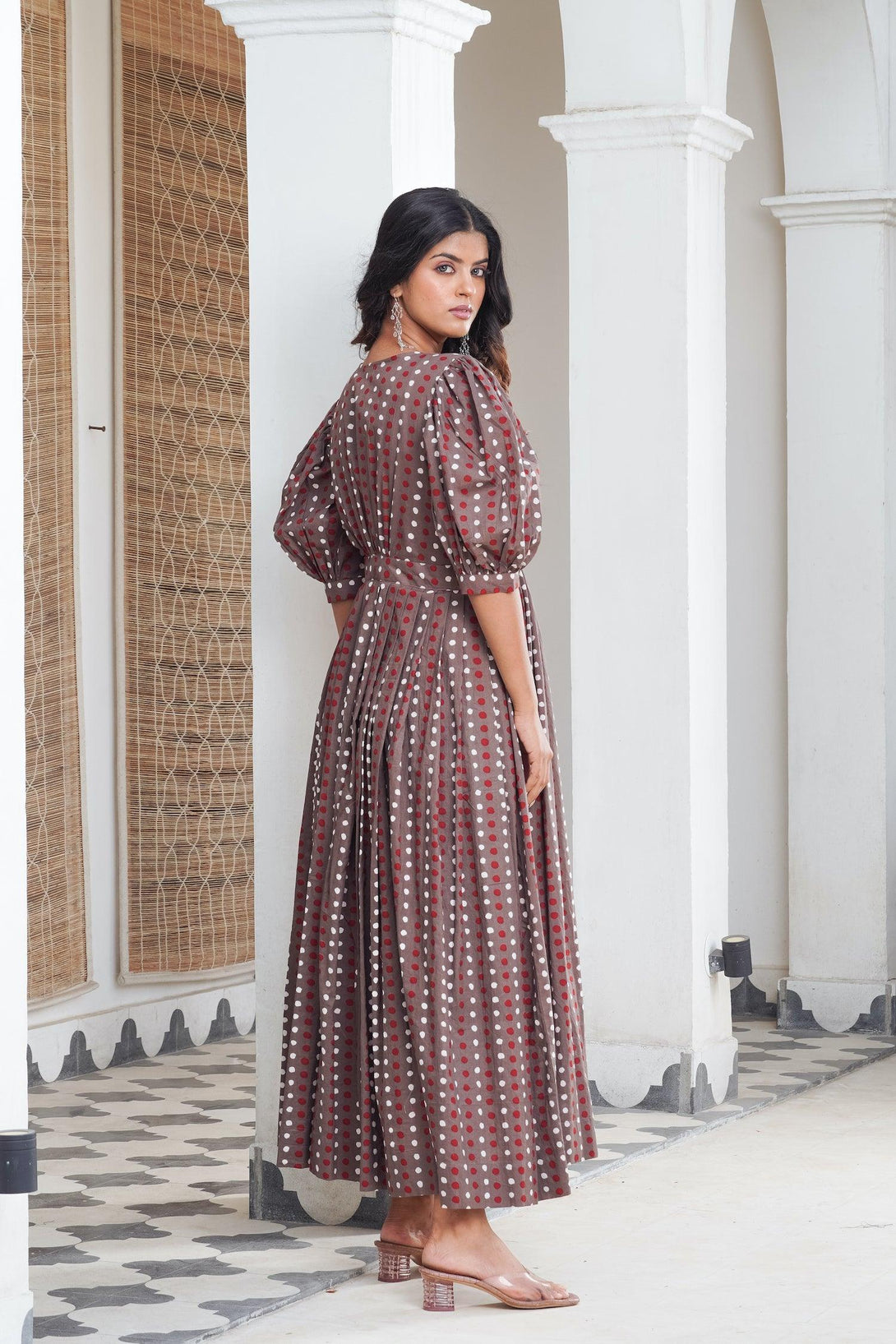 Grey Polka Wrap Maxi - Indiakreations