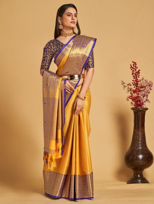 Women's Yellow Designer Saree Collection - Dwija Fashion