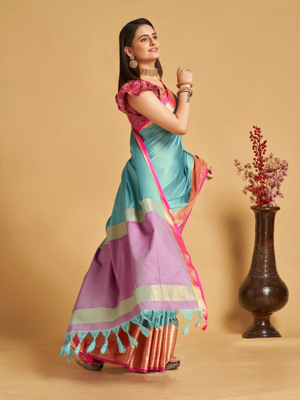 Women's Blue Designer Saree Collection - Dwija Fashion