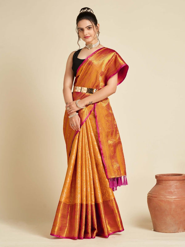 Women's Yellow Designer Saree Collection - Dwija Fashion