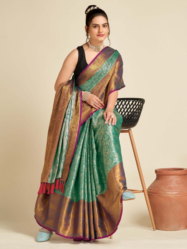 Women's Green Designer Saree Collection - Dwija Fashion