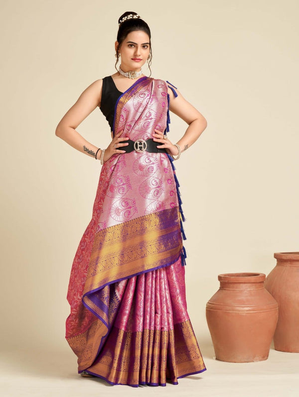 Women's Pink Designer Saree Collection - Dwija Fashion