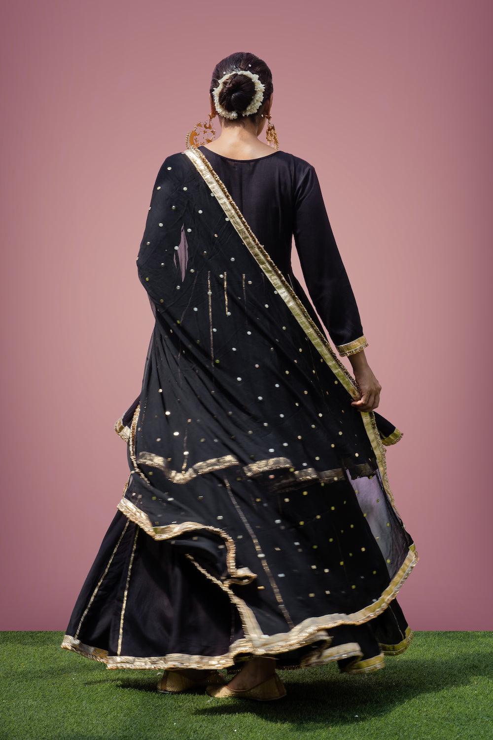 Mehfil Black Anarkali Skirt Set - Indiakreations