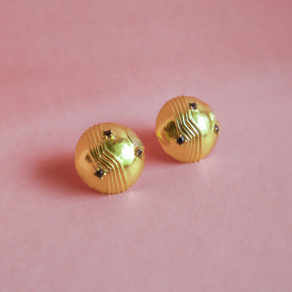 Statement Gold Toned Round Studs