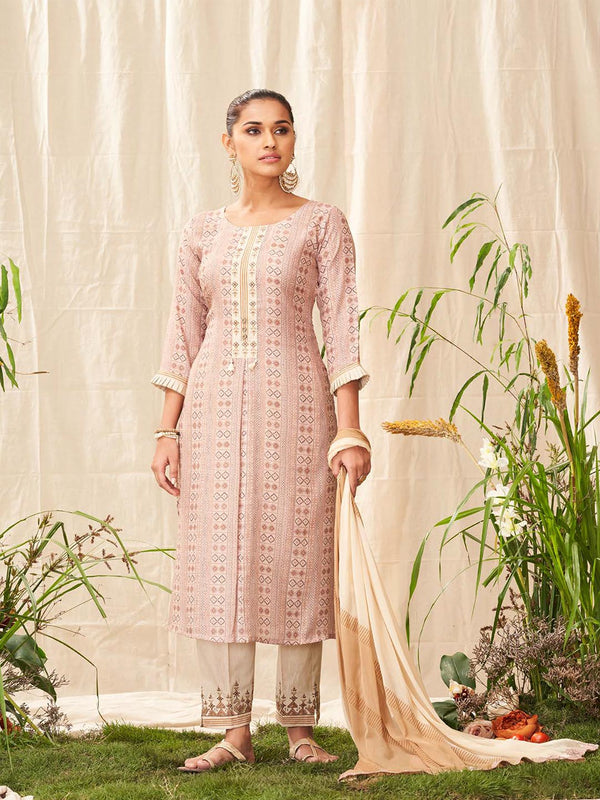 Beautiful Light Pink Cotton Salwar Suit With Dupatta