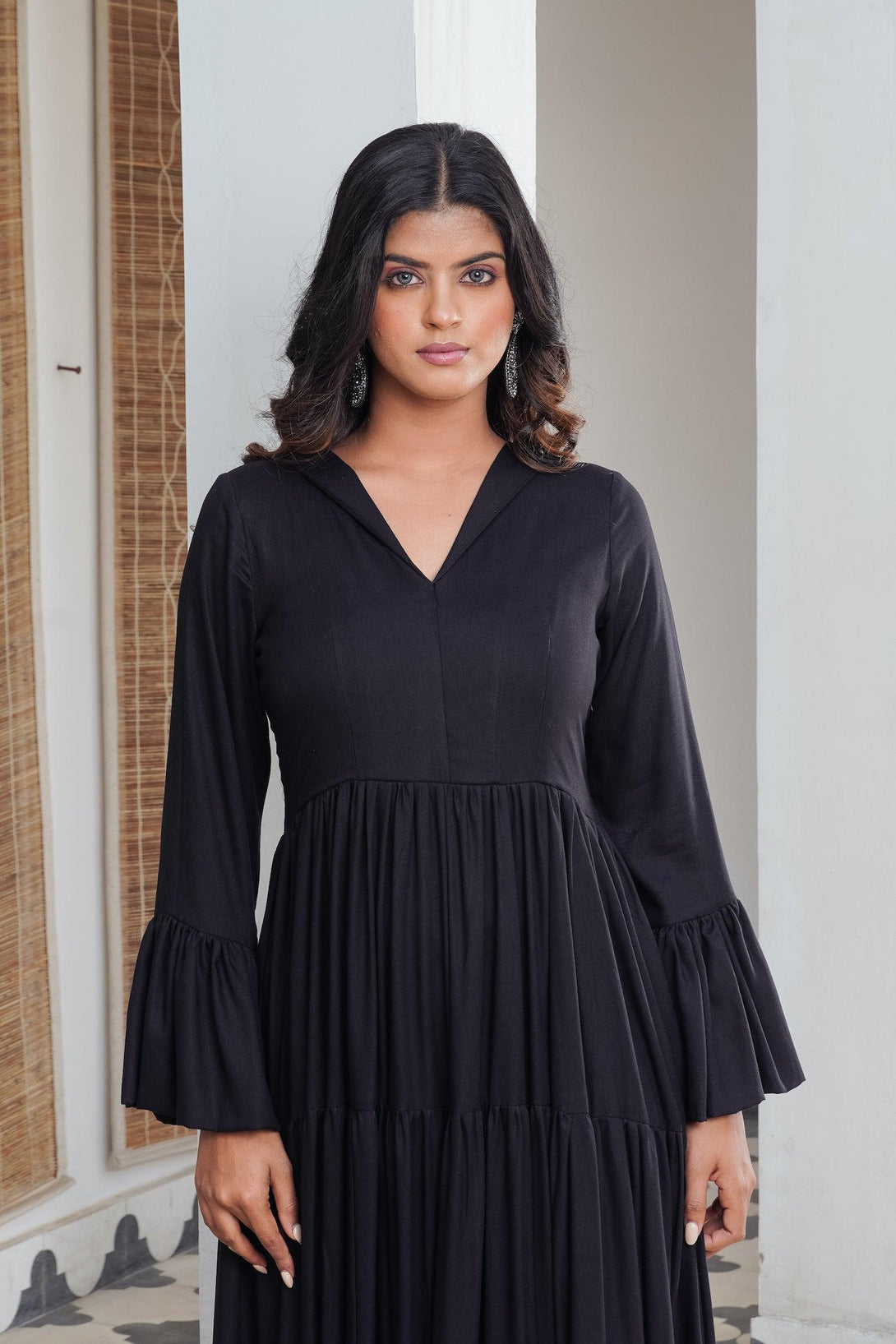 Black frill tier Maxi - Indiakreations