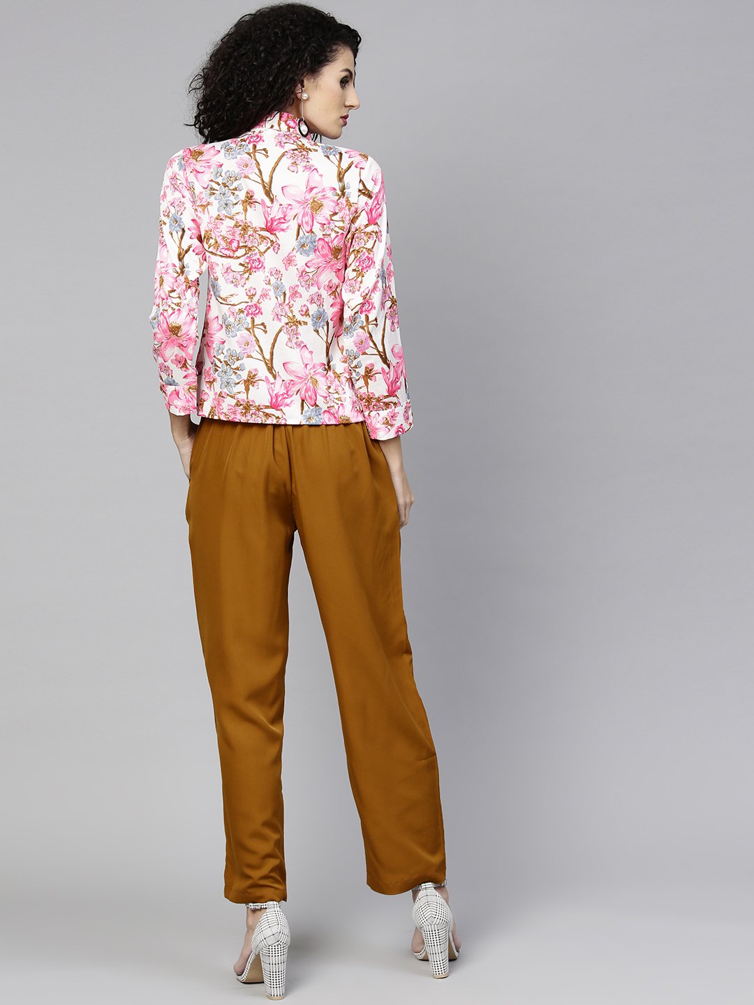 Women Pink & Mustard Yellow Printed Top with Trousers | NOZ2TOZ - Made In INDIA.