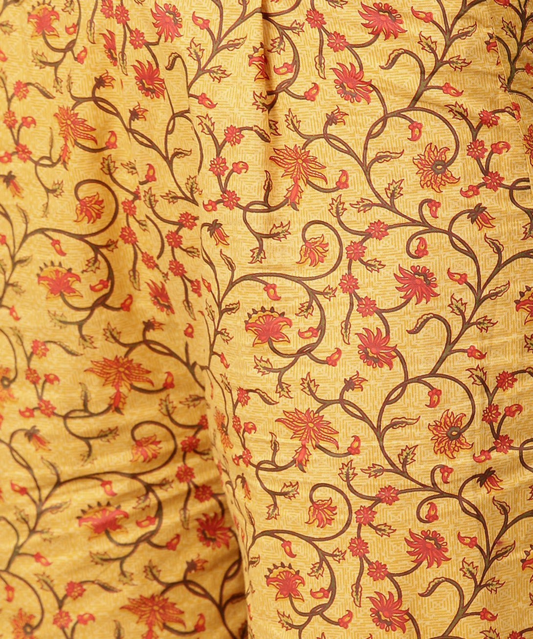 Yellow 3/4th sleeve cotton kurta with ankle length printed pallazo | NOZ2TOZ - Made In INDIA.