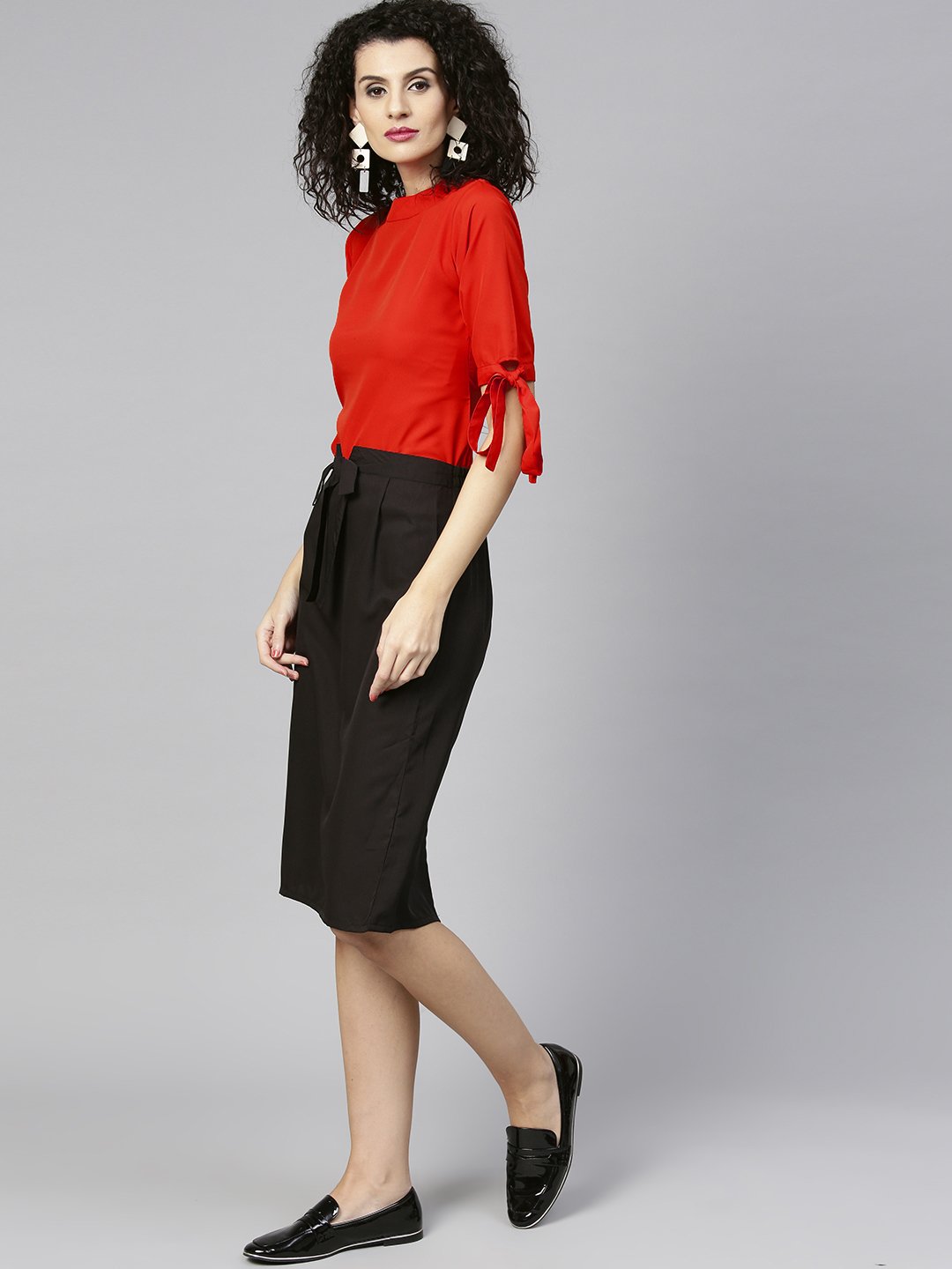 Women Orange & Black Solid Top with Skirt | NOZ2TOZ - Made In INDIA.