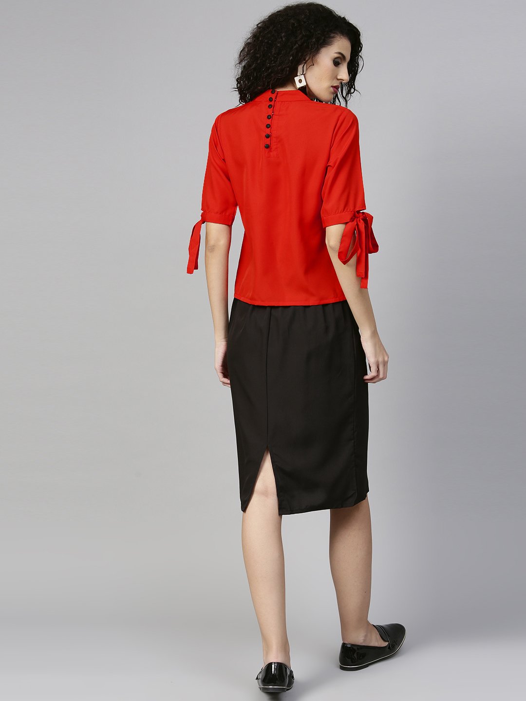 Women Orange & Black Solid Top with Skirt | NOZ2TOZ - Made In INDIA.