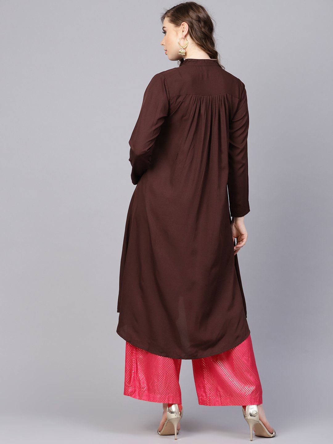 Chocolate Brown Kurta With Side Slit & roll Colllar | NOZ2TOZ - Made In INDIA.