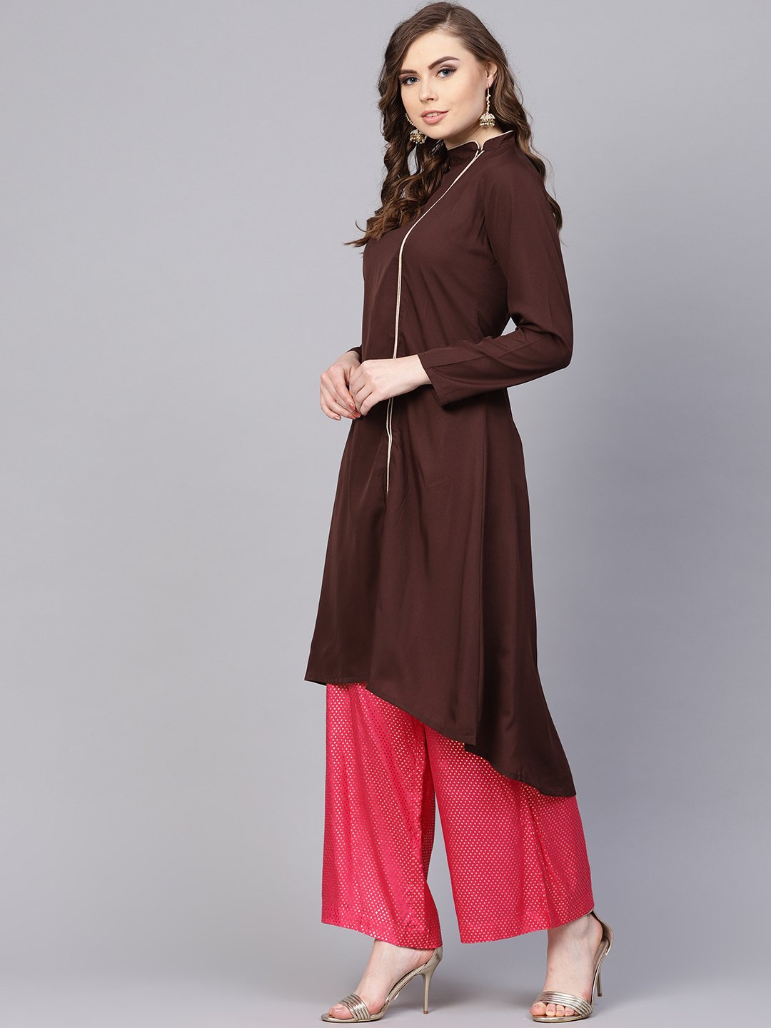 Chocolate Brown Kurta With Side Slit & roll Colllar | NOZ2TOZ - Made In INDIA.