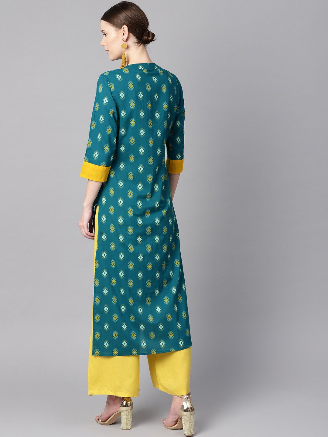 Women Teal Printed Straight Kurta | NOZ2TOZ - Made In INDIA.