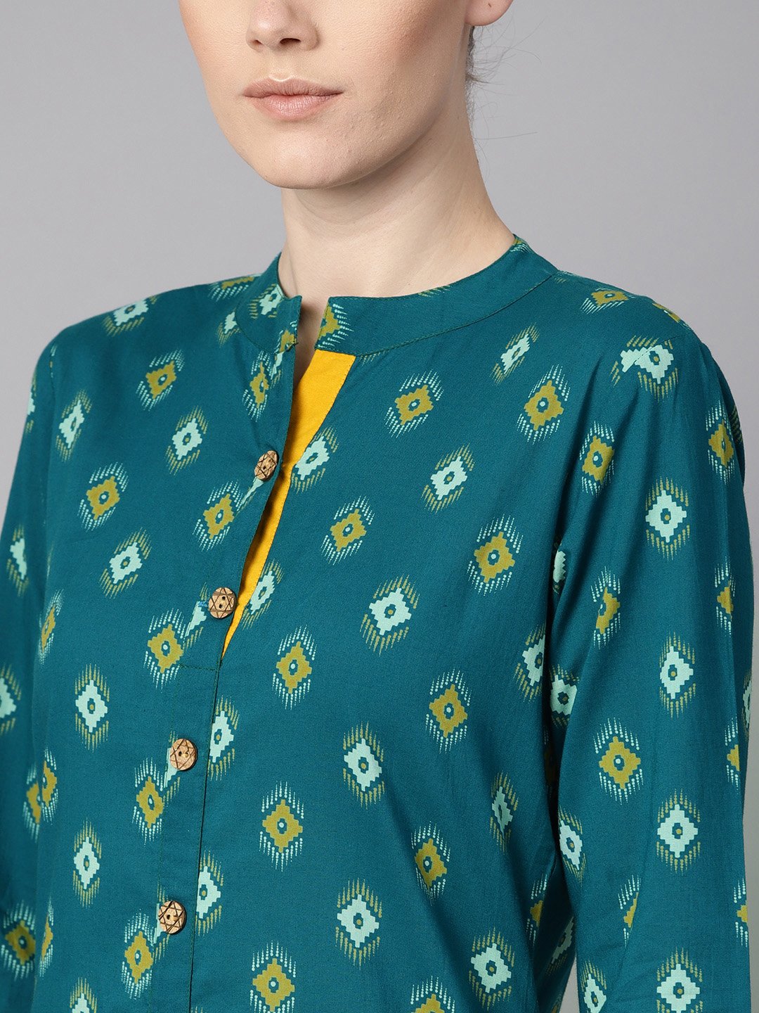 Women Teal Printed Straight Kurta | NOZ2TOZ - Made In INDIA.