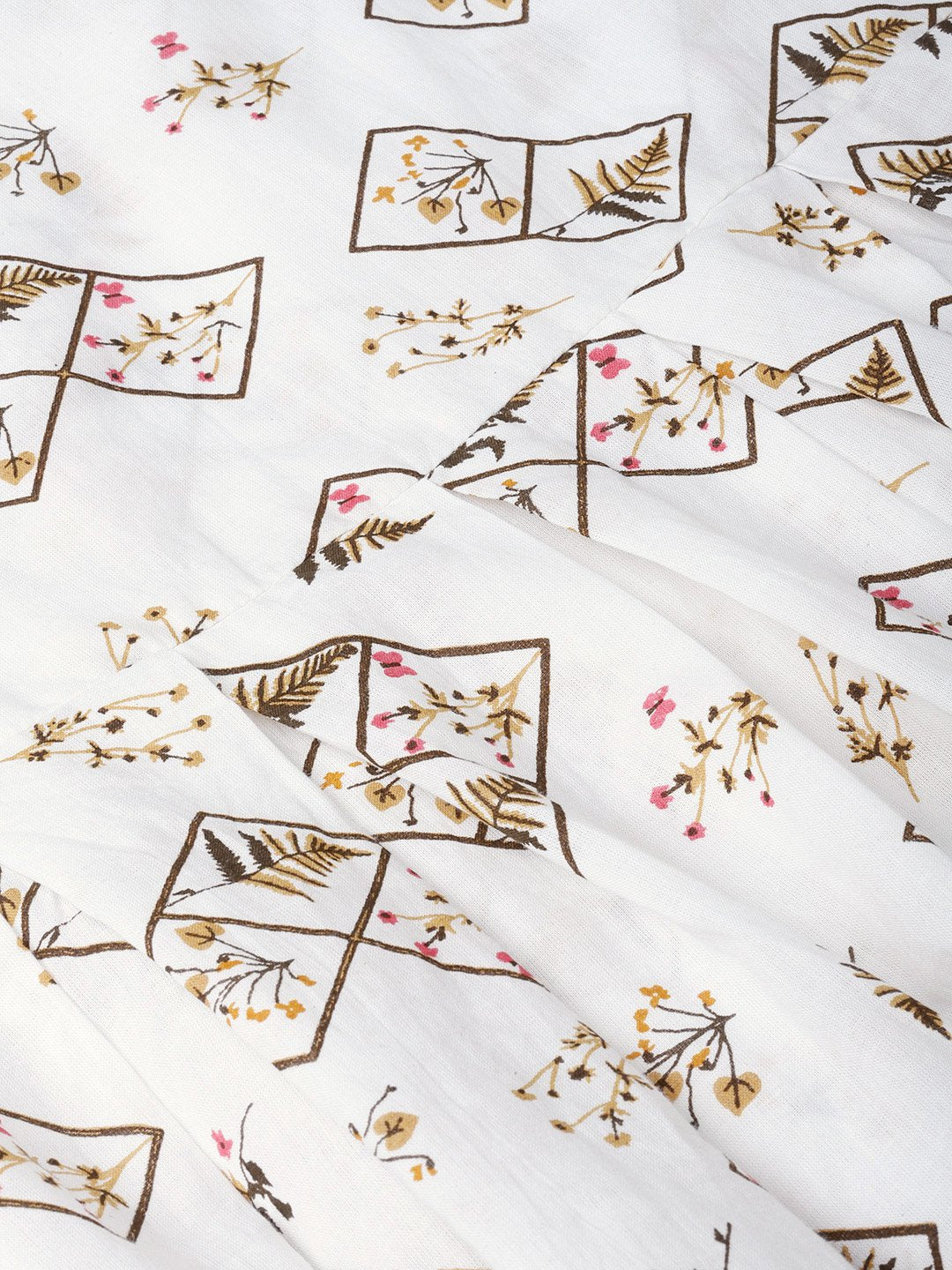 Women White & Brown Printed A-Line Top | NOZ2TOZ - Made In INDIA.