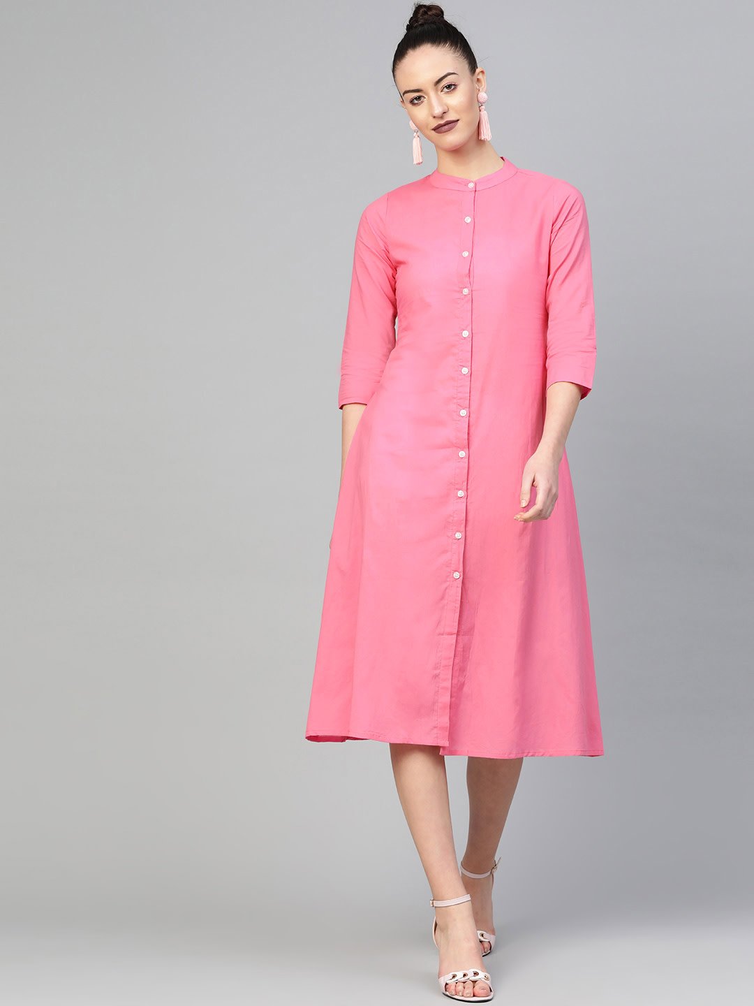 Women Mauve &  Solid A-Line Dress | NOZ2TOZ - Made In INDIA.