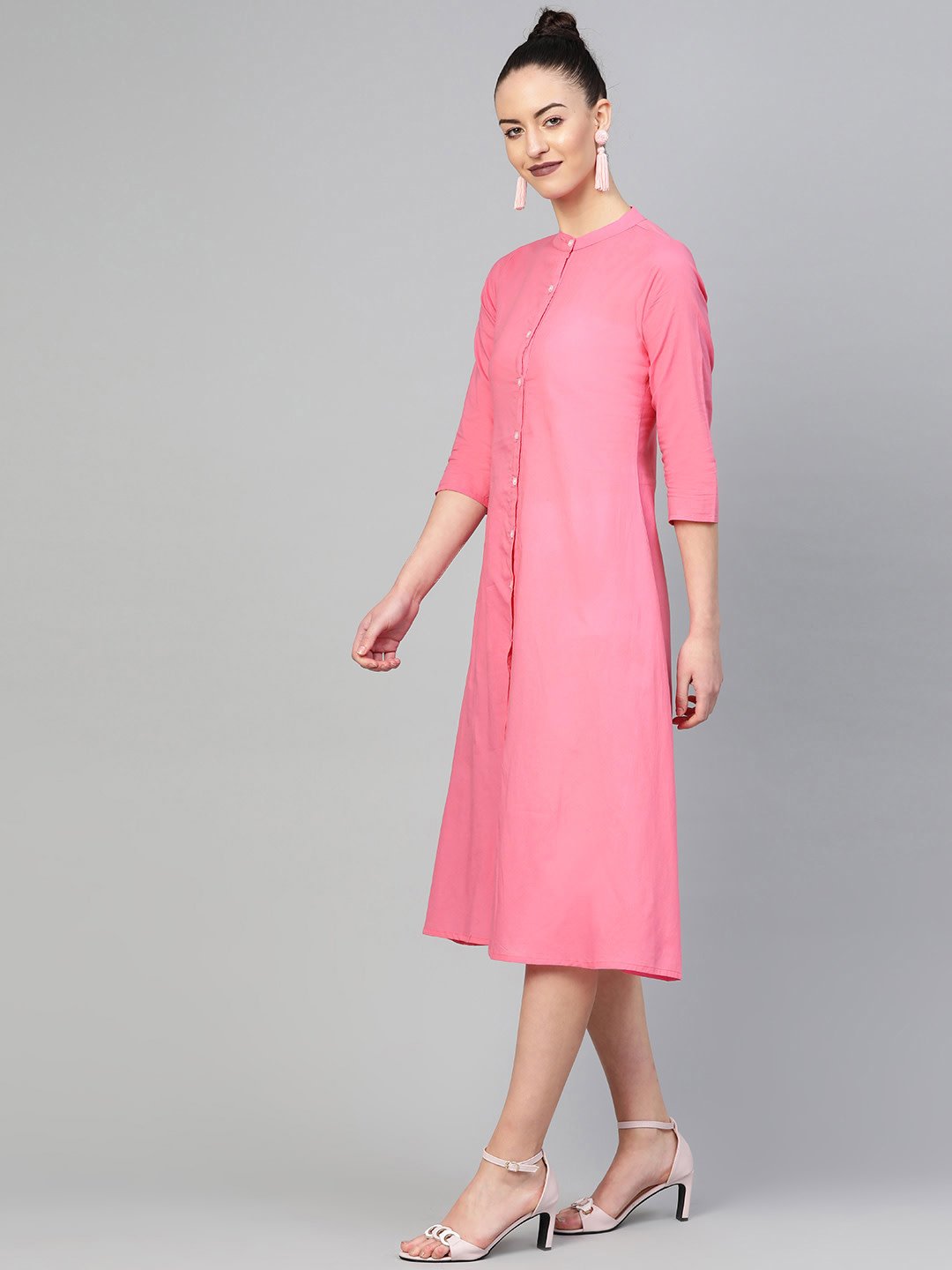 Women Mauve &  Solid A-Line Dress | NOZ2TOZ - Made In INDIA.