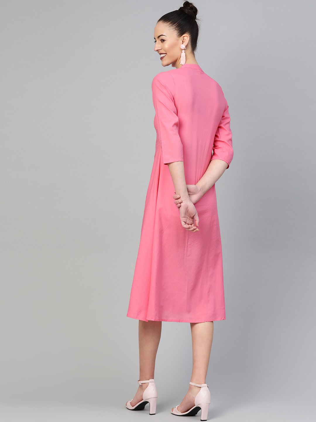 Women Mauve &  Solid A-Line Dress | NOZ2TOZ - Made In INDIA.