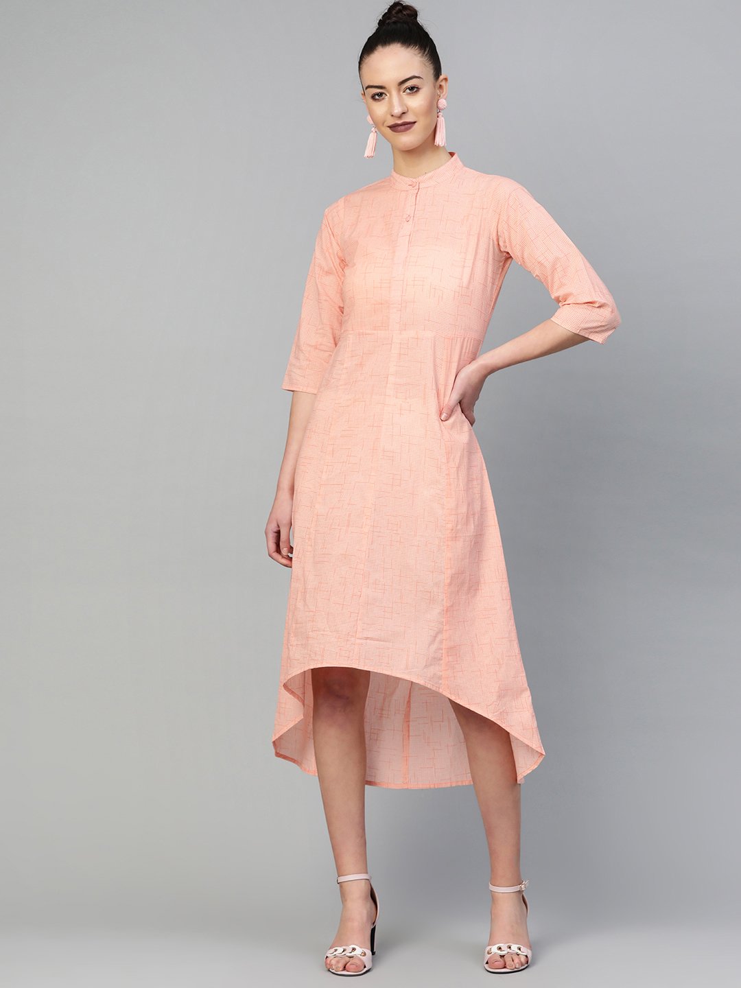 Women Peach Solid Dress | NOZ2TOZ - Made In INDIA.