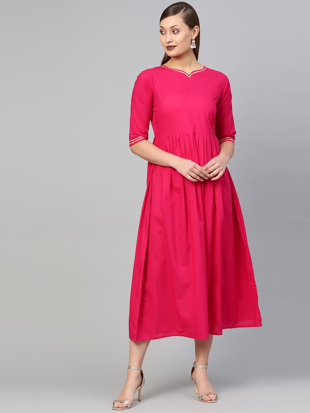 Women Magenta Solid Maxi Dress | NOZ2TOZ - Made In INDIA.