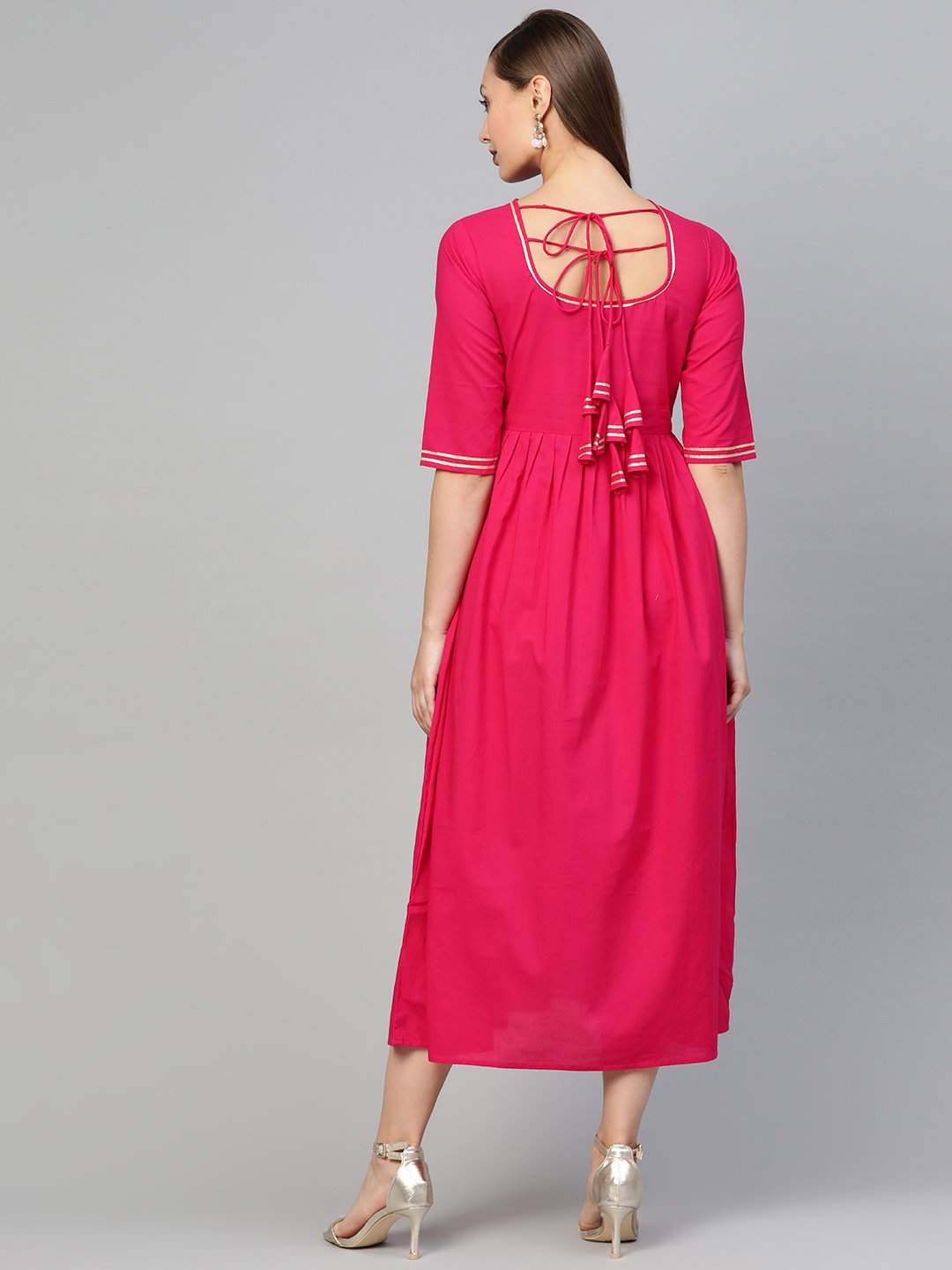 Women Magenta Solid Maxi Dress | NOZ2TOZ - Made In INDIA.