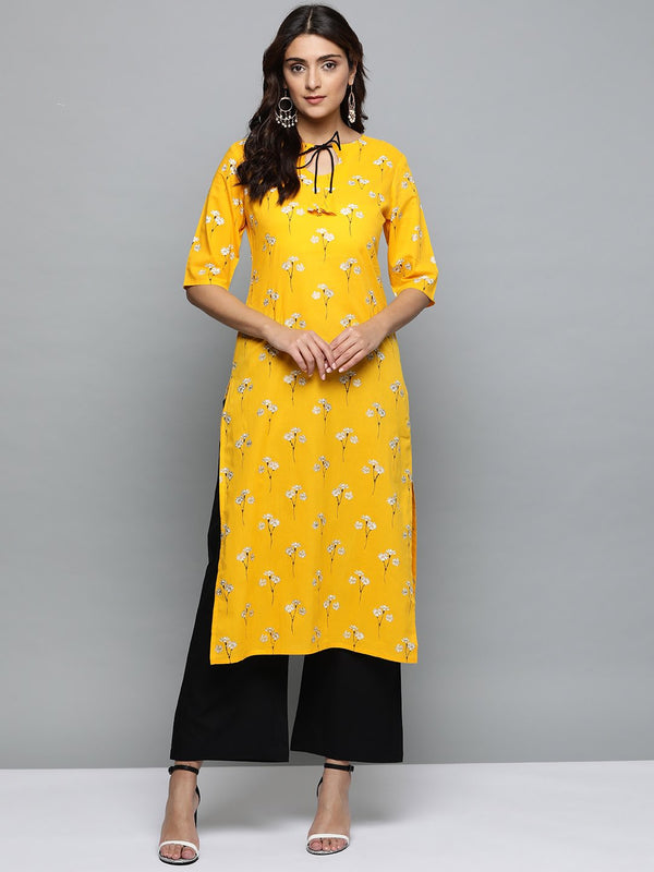 Women  Three-Quarter Sleeves Straight Kurta with palazzo | NOZ2TOZ - Made In INDIA.