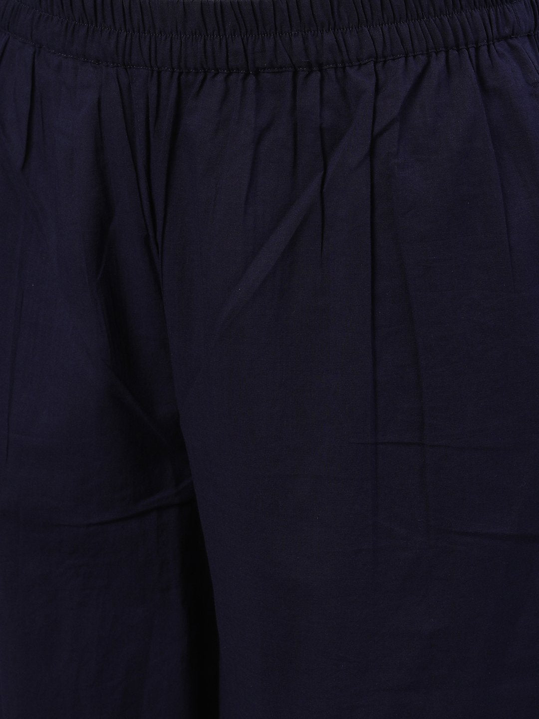 Women Navy Blue Trouser with lace detailing | NOZ2TOZ - Made In INDIA.