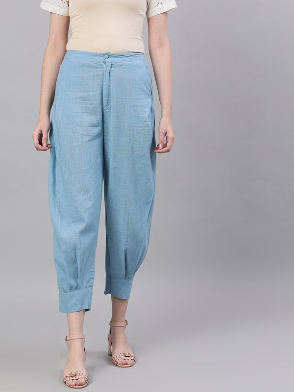 Women Blue Regular Fit Solid Joggers | NOZ2TOZ - Made In INDIA.