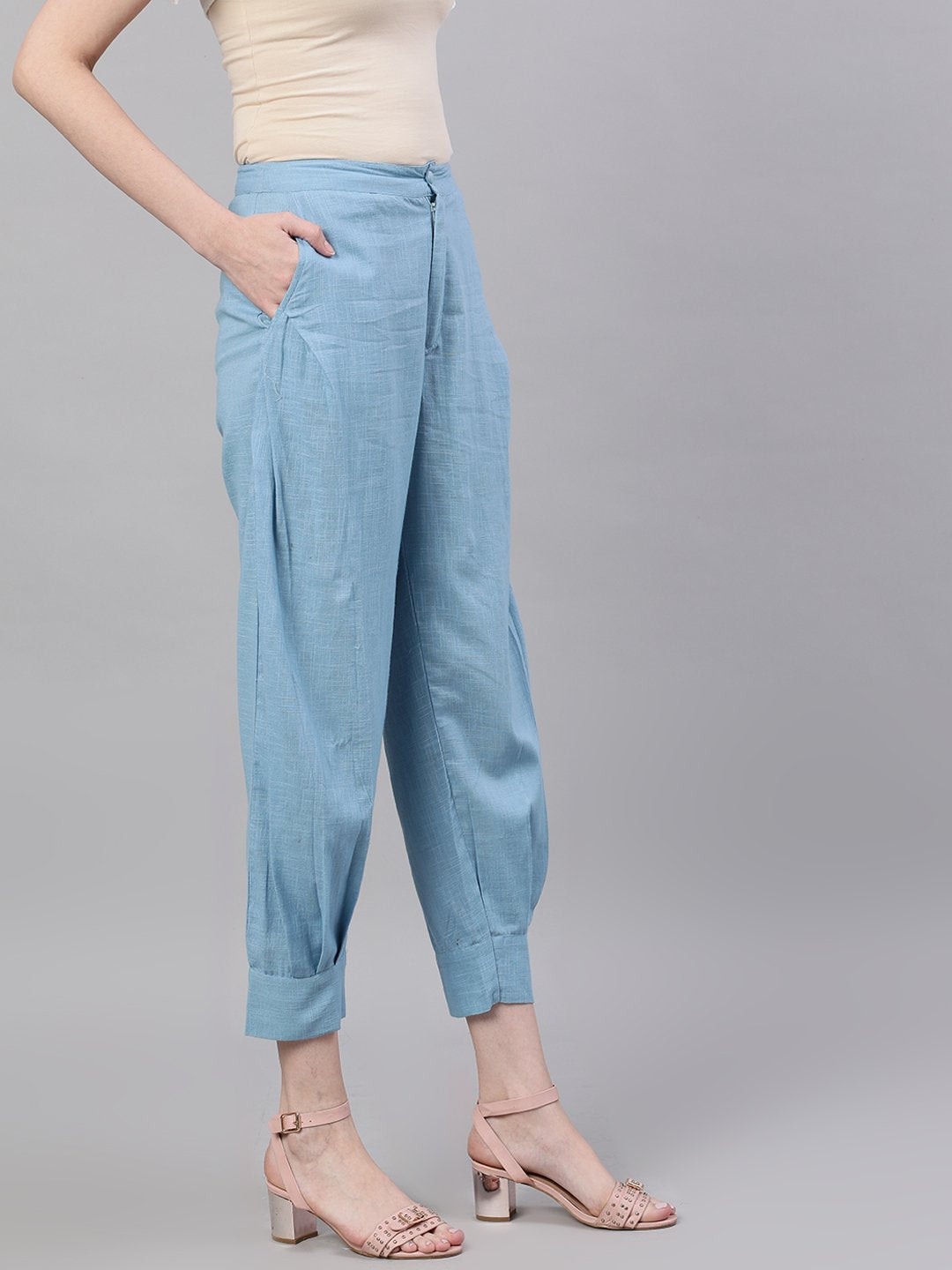 Women Blue Regular Fit Solid Joggers | NOZ2TOZ - Made In INDIA.