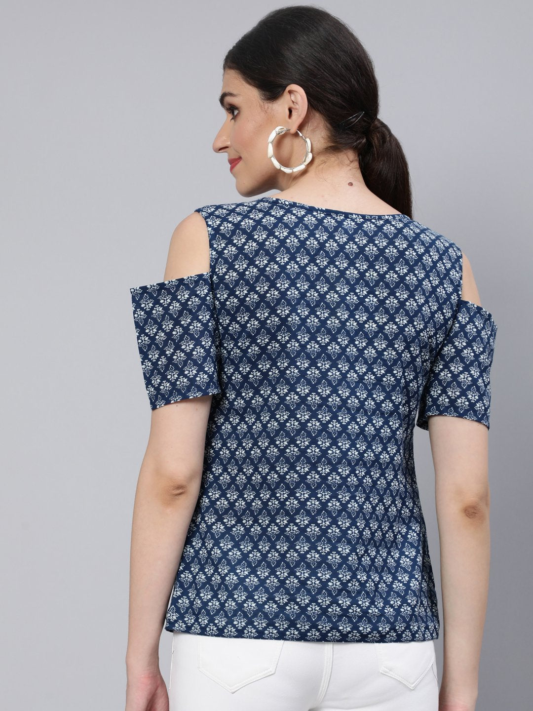 Women Blue Printed Top | NOZ2TOZ - Made In INDIA.