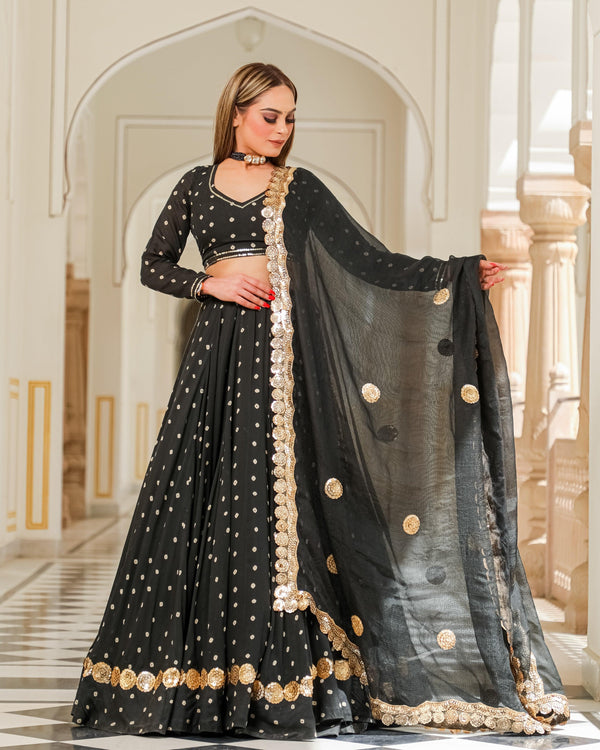 Women Black Jaipuri Print Lehenga Set for by Baisacrafts (3 Pc Set) - Indiakreations