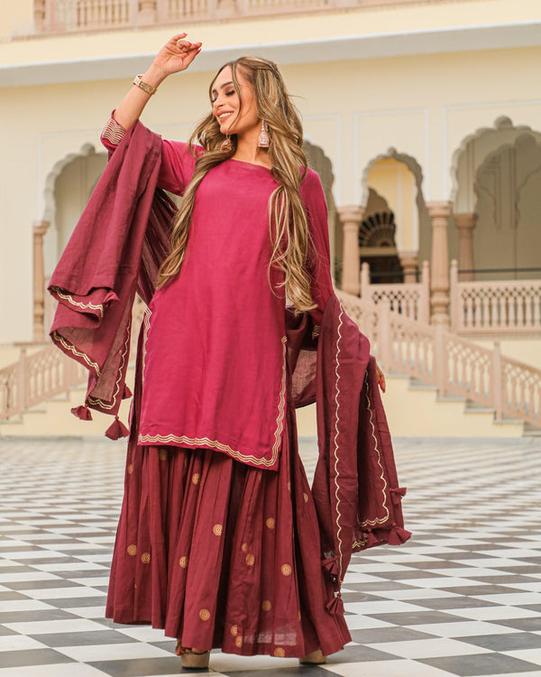 Women's Kushma Sharara Set - Baisacrafts - Indiakreations