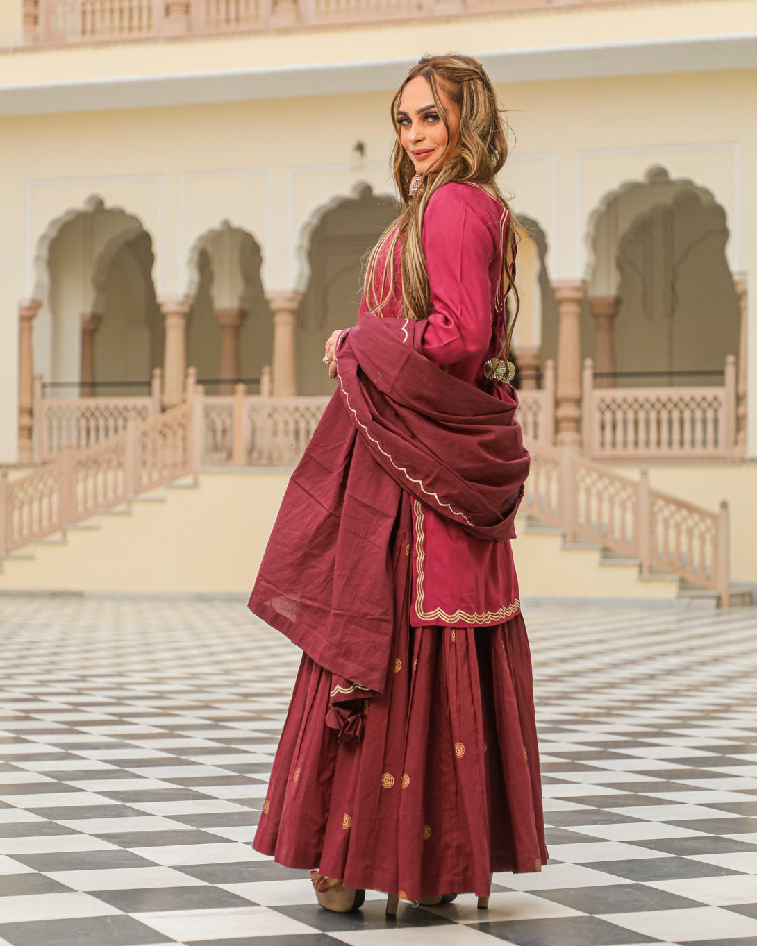 Women's Kushma Sharara Set - Baisacrafts - Indiakreations