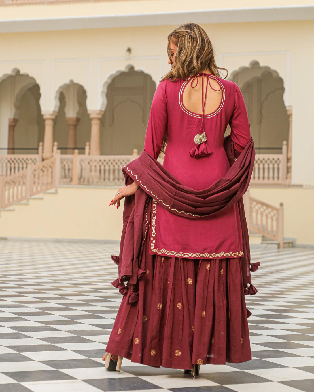 Women's Kushma Sharara Set - Baisacrafts - Indiakreations