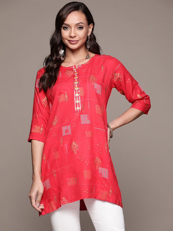 Women Pink Ethnic Motifs Printed Kurti