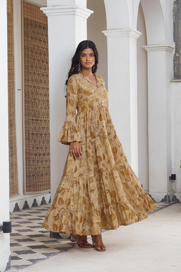 Mustard floral Maxi - Indiakreations