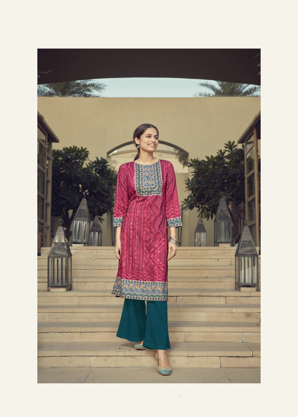 Women's Pink Color Rayon Bollywood Kurta  - Navyaa