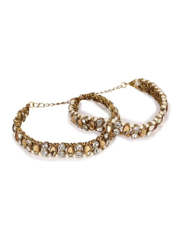 Women's/Girls Gold Plated Designer Kundan Anklet for Bridals - Anikas Creation